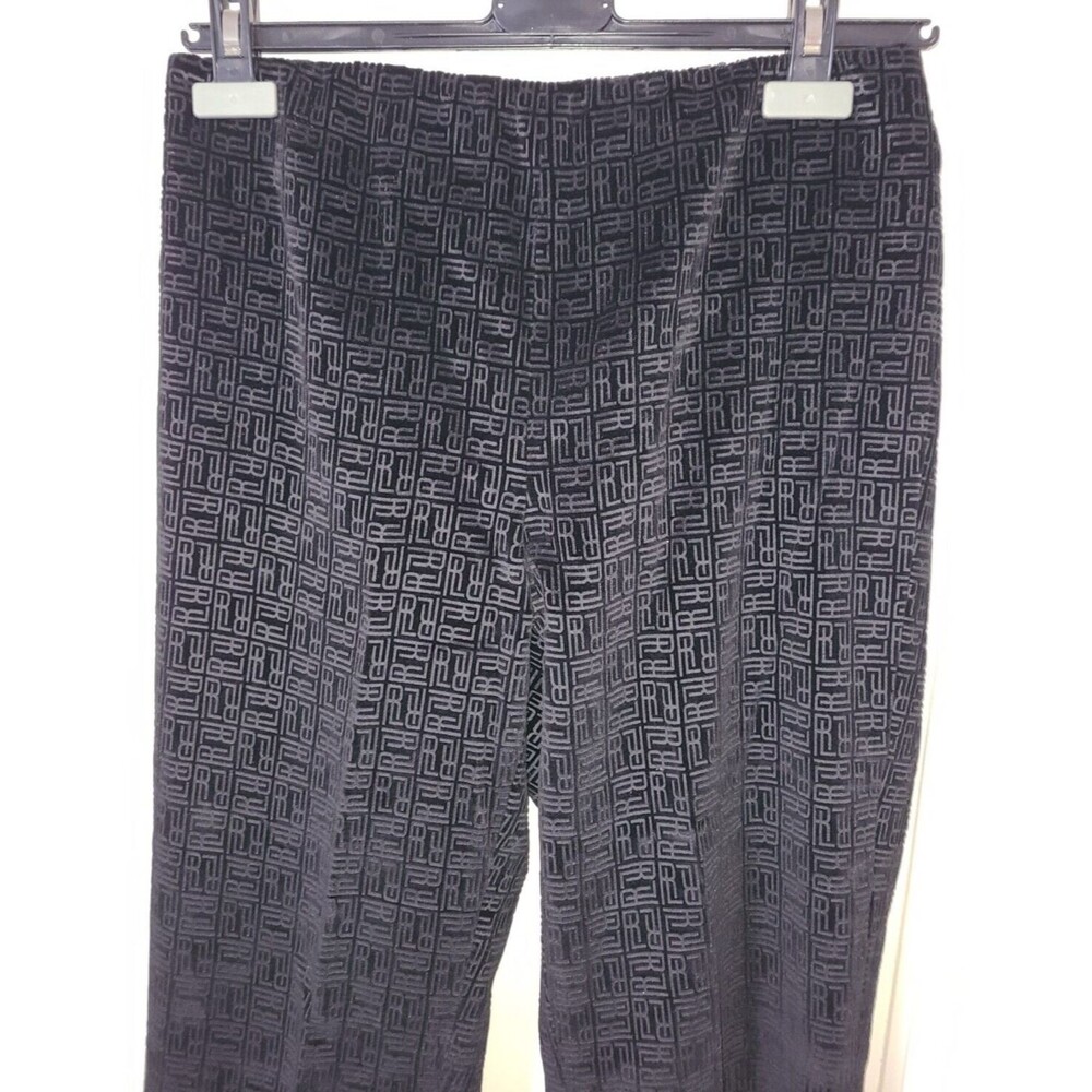 Ralph Lauren Black Label velvet straight leg pants w burnout RL logo, ladies' 6